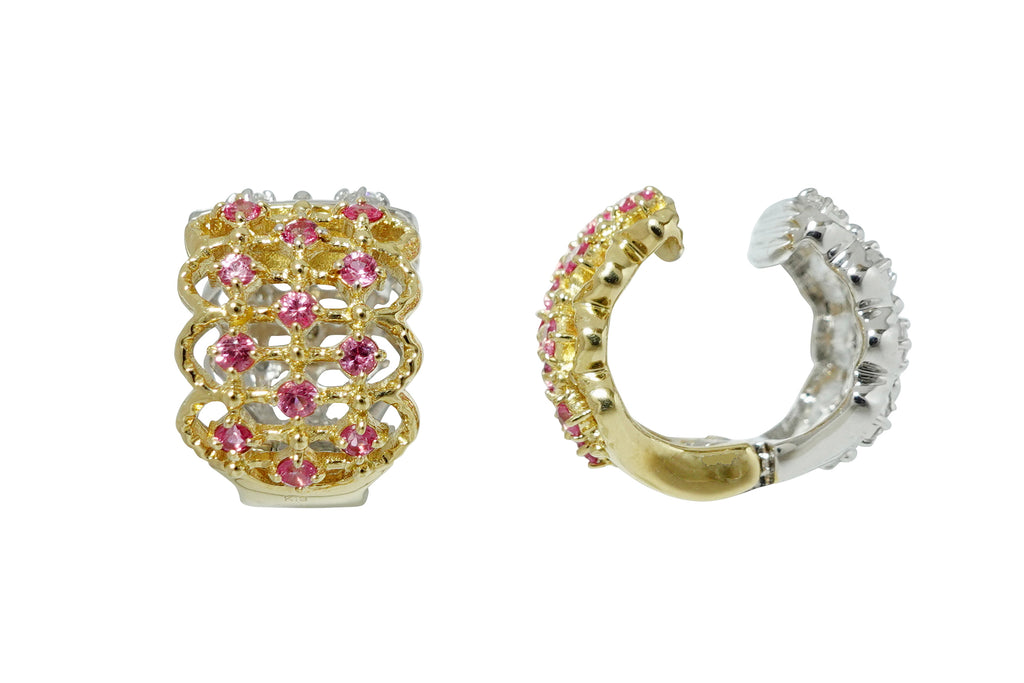 Pink Sapphire K18/WGピンクサファイヤ ダイヤモンドイヤリング (NO.50220)