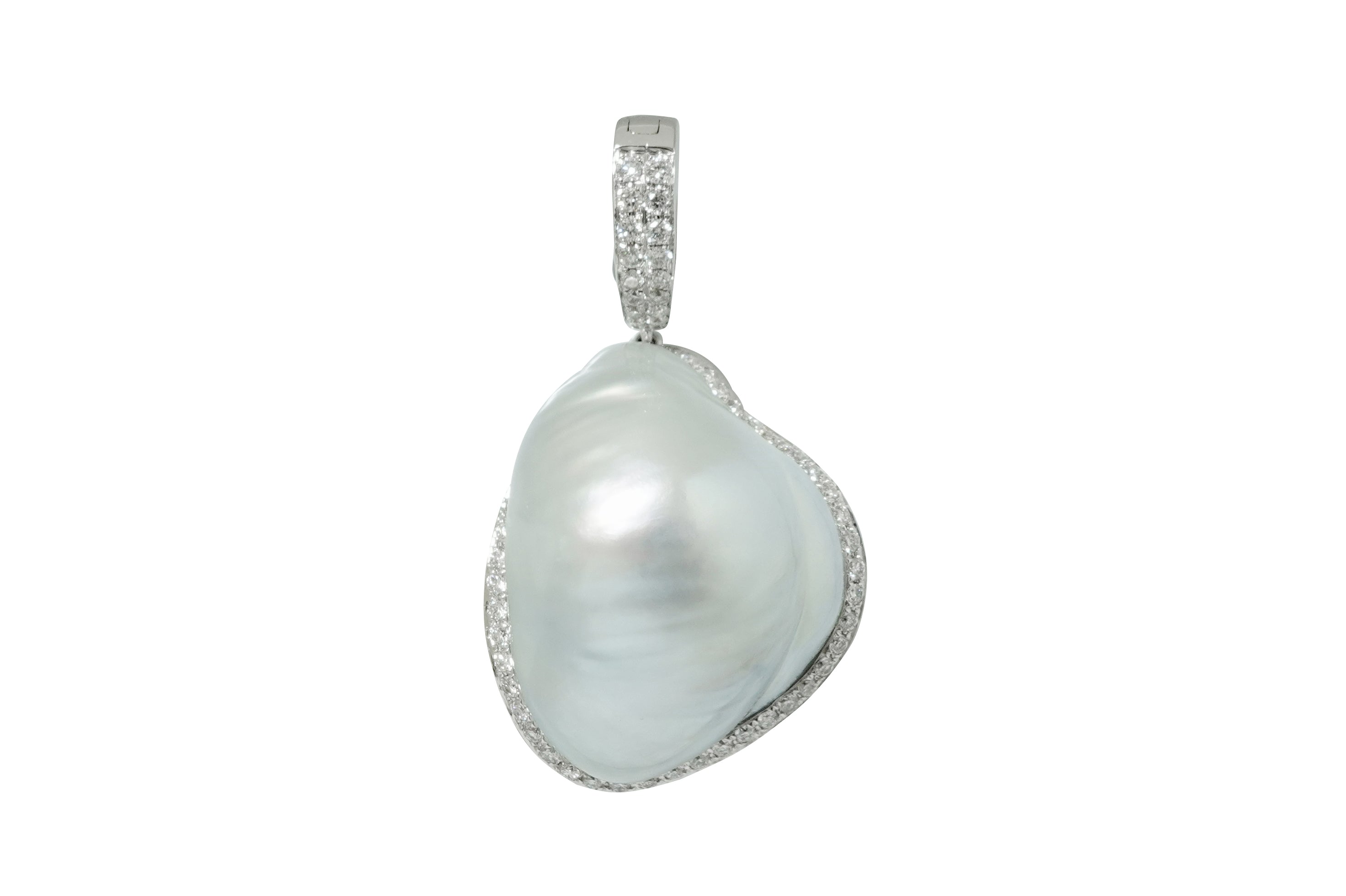 South Sea Keshi Pearl K18WG白蝶ケシ ダイヤモンドペントップ