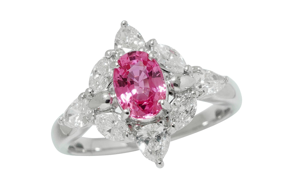 Pink Sapphire Pt900ピンクサファイヤ ダイヤモンドリング (NO.50239)