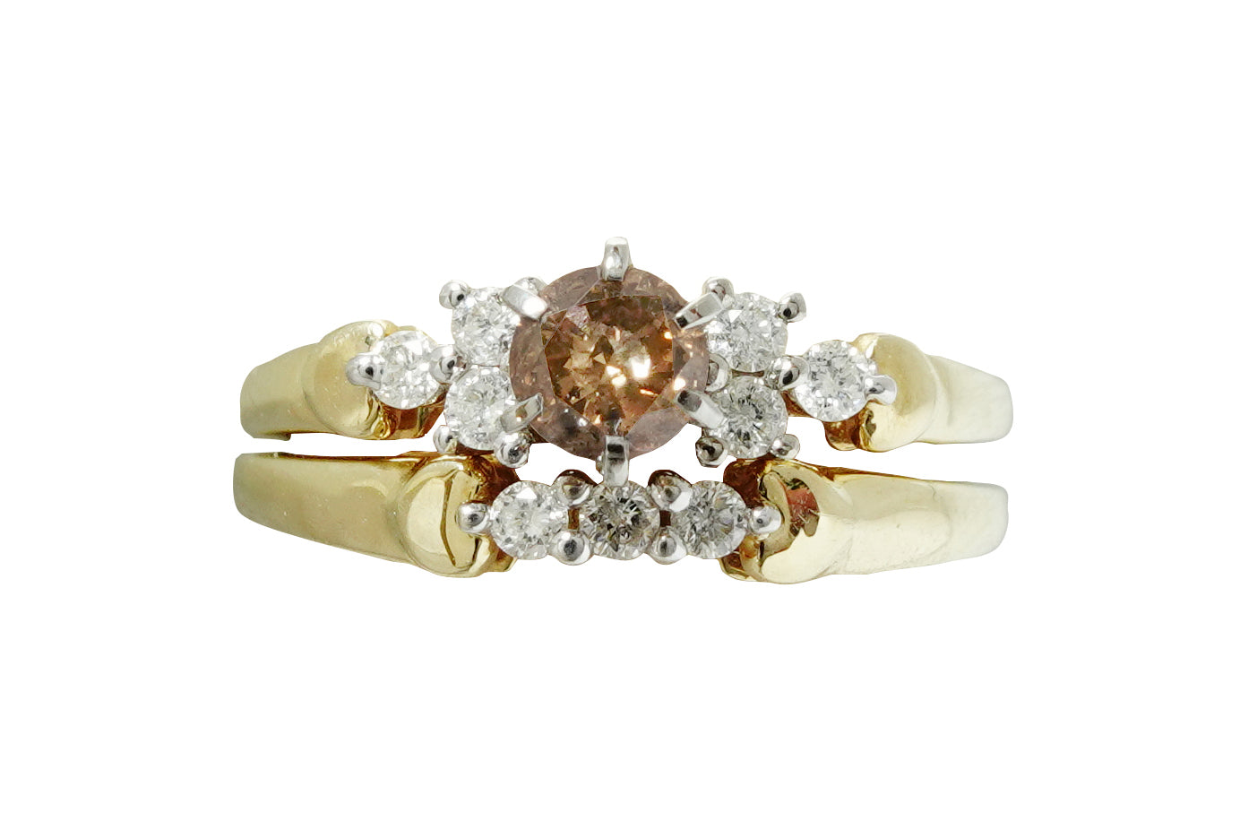Brown Diamond K14/WGブラウン/カラーレスダイヤモンド　セットリング (NO.50260)