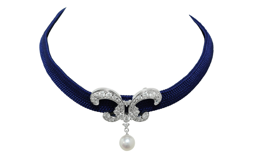 MIKIMOTO 【ミキモト】K18WGアコヤパール ダイヤモンドペントップ兼ブローチ (NO.50280)
