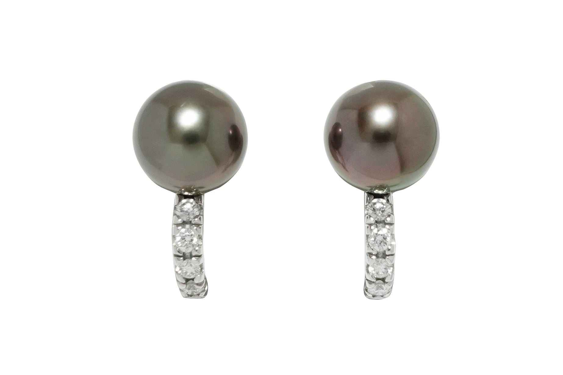 MIKIMOTO【ミキモト】K18WG黒蝶パール ダイヤモンドイヤリング (NO