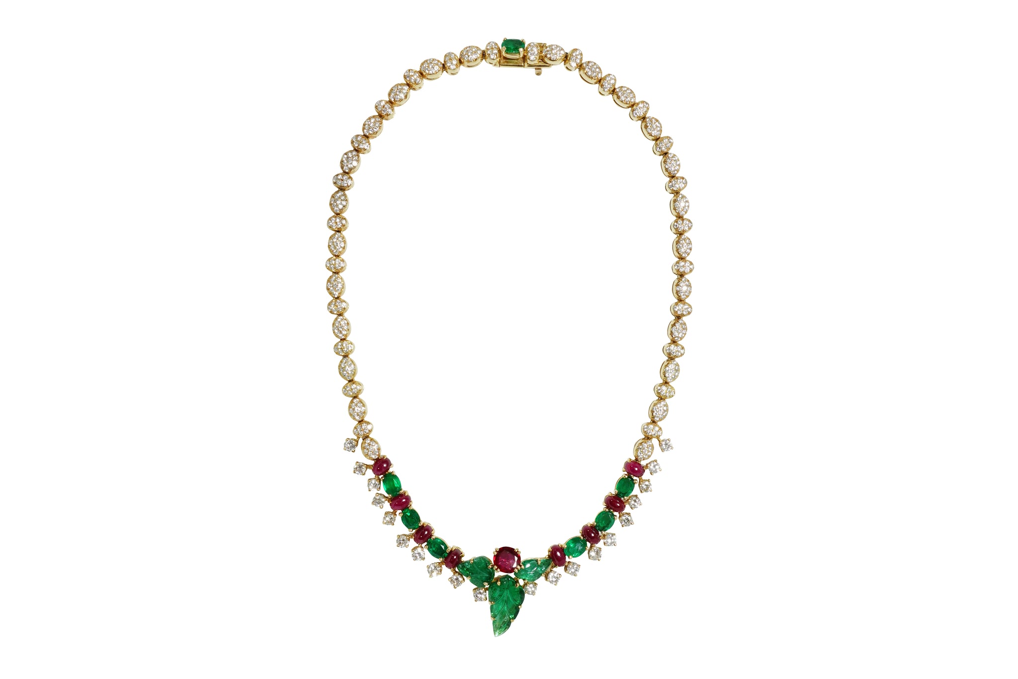 Emerald K18エメラルド ルビー ダイヤモンドネックレス (NO.50346)