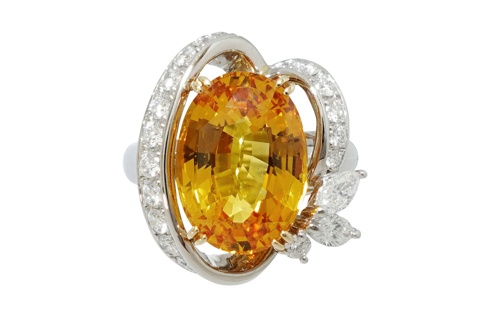Golden Sapphire Pt950/K18ゴールデンサファイヤ ダイヤモンドリング 