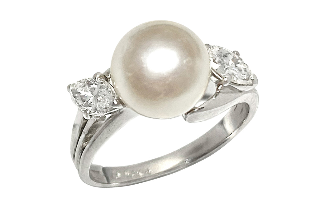 MIKIMOTO【ミキモト】 K14WGアコヤパール ダイヤモンドリング (NO 