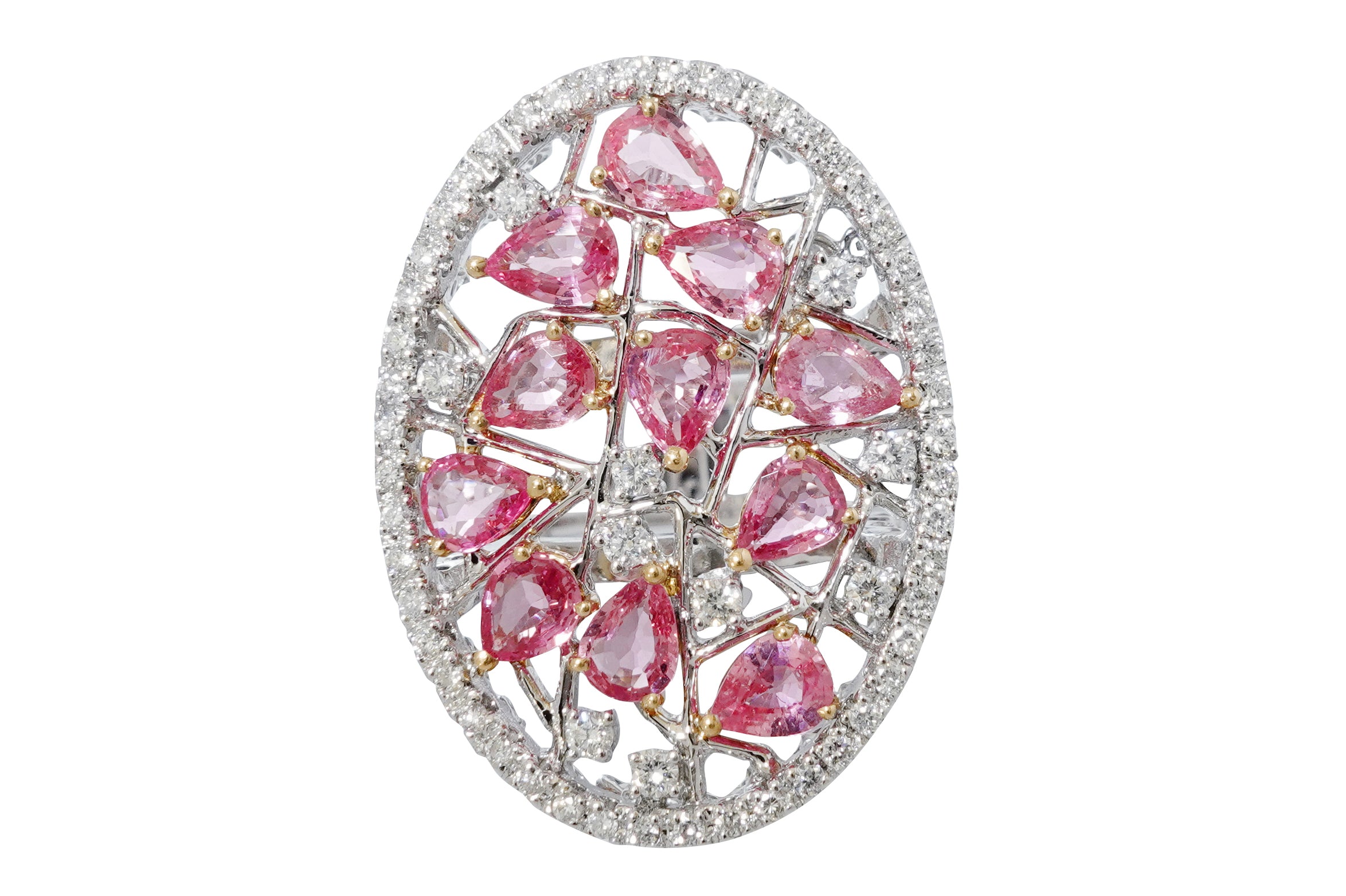 Pink Sapphire K18WG/YGピンクサファイヤ ダイヤモンドリング(NO.50623