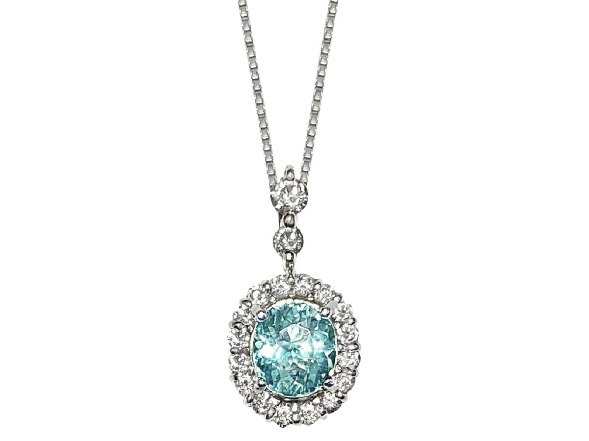 Paraiba Tourmaline K18WGパライバトルマリン ダイヤモンドペンダント ...