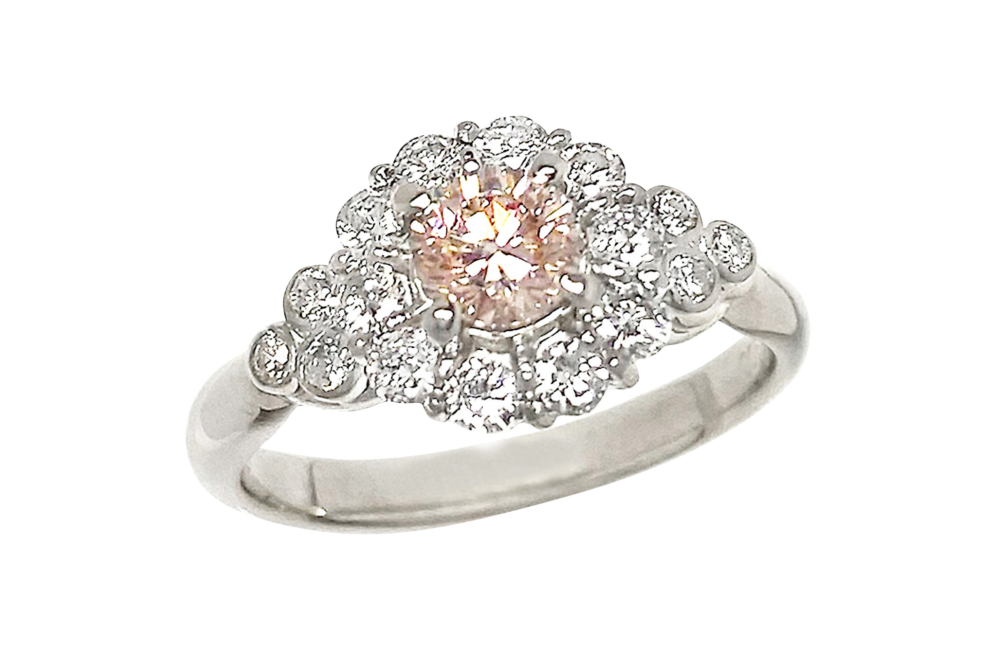 Pink Diamond Pt900ピンク/カラーレスダイヤモンドリング　LIGHT ORANGY PINK  (NO.62223)