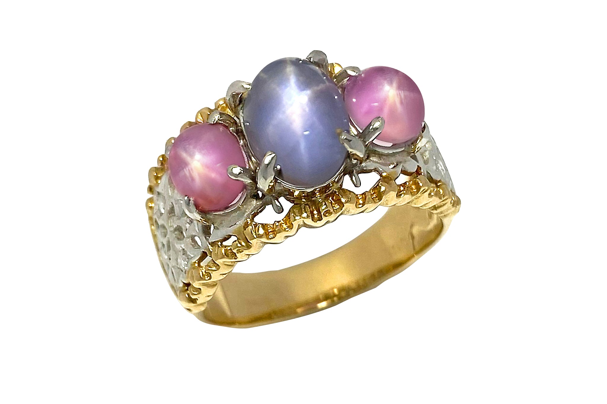 【石川暢子】 K18/Pt900スターサファイヤ ダイヤモンドリング (NO.62288)