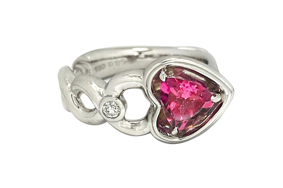 【梶光夫】K18WGピンクトルマリン ダイヤモンドリング(No.62297-B)