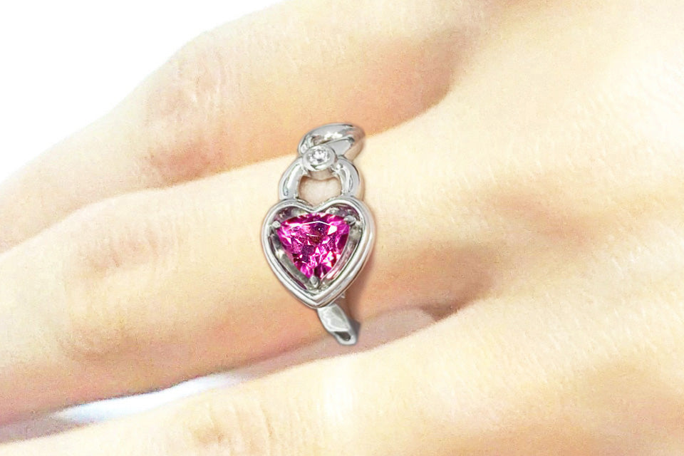 【梶光夫】K18WGピンクトルマリン ダイヤモンドリング(No.62297-B)