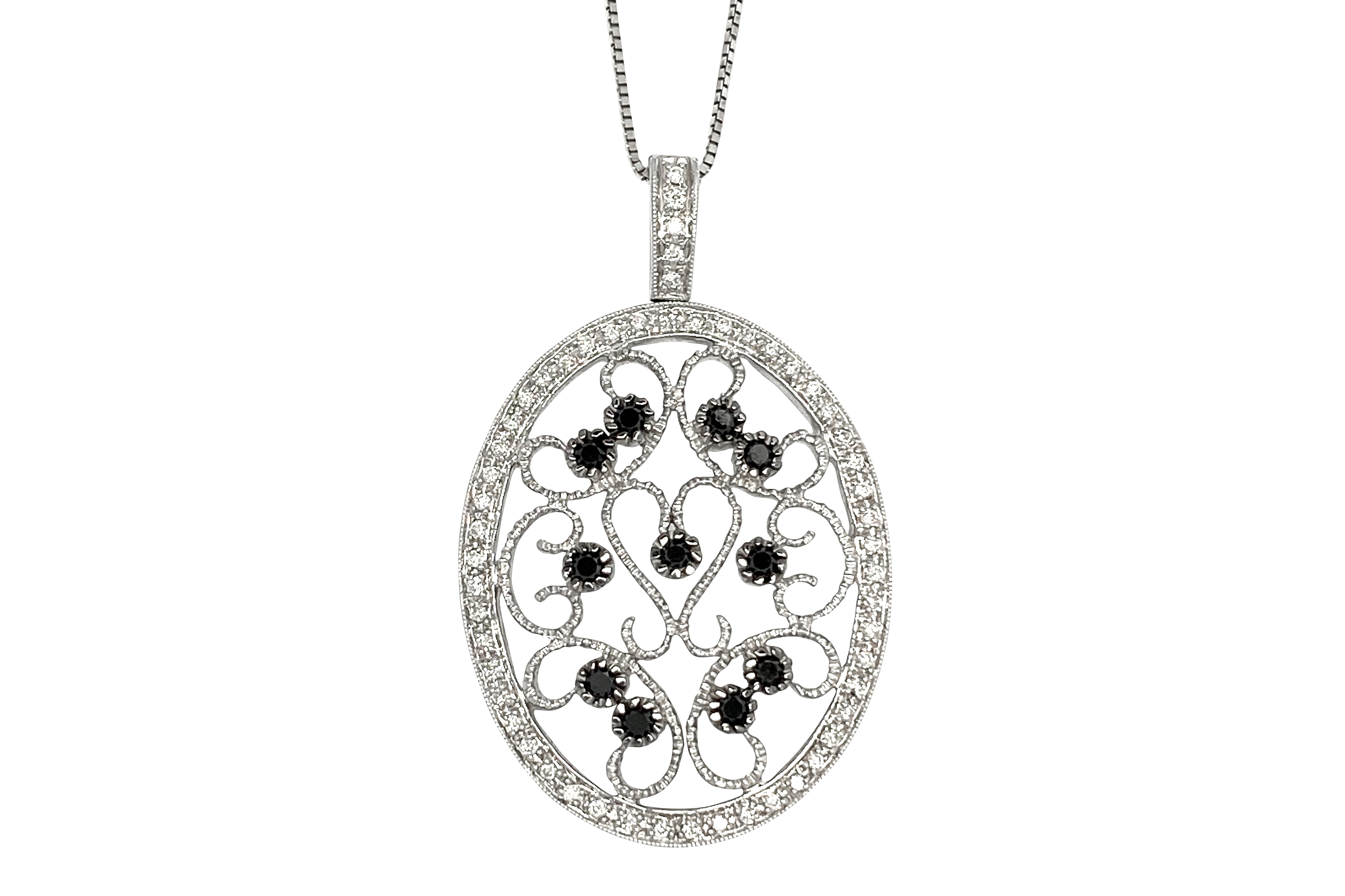 Black Diamond K18WGブラック/カラーレスダイヤモンドペンダント (NO