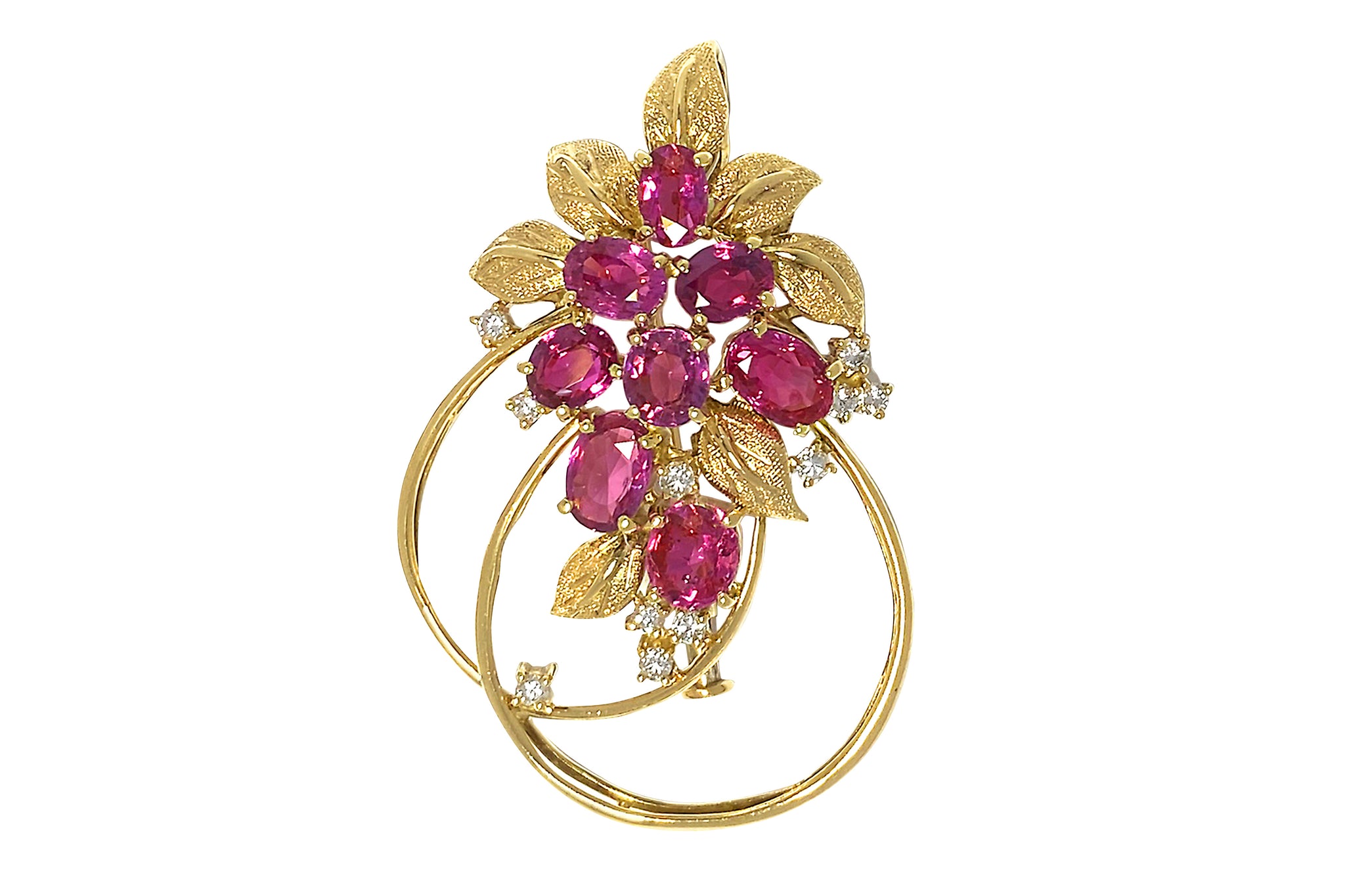 Pink Sapphire K18ピンクサファイヤ ダイヤモンドブローチ兼ペントップ (NO.62339)