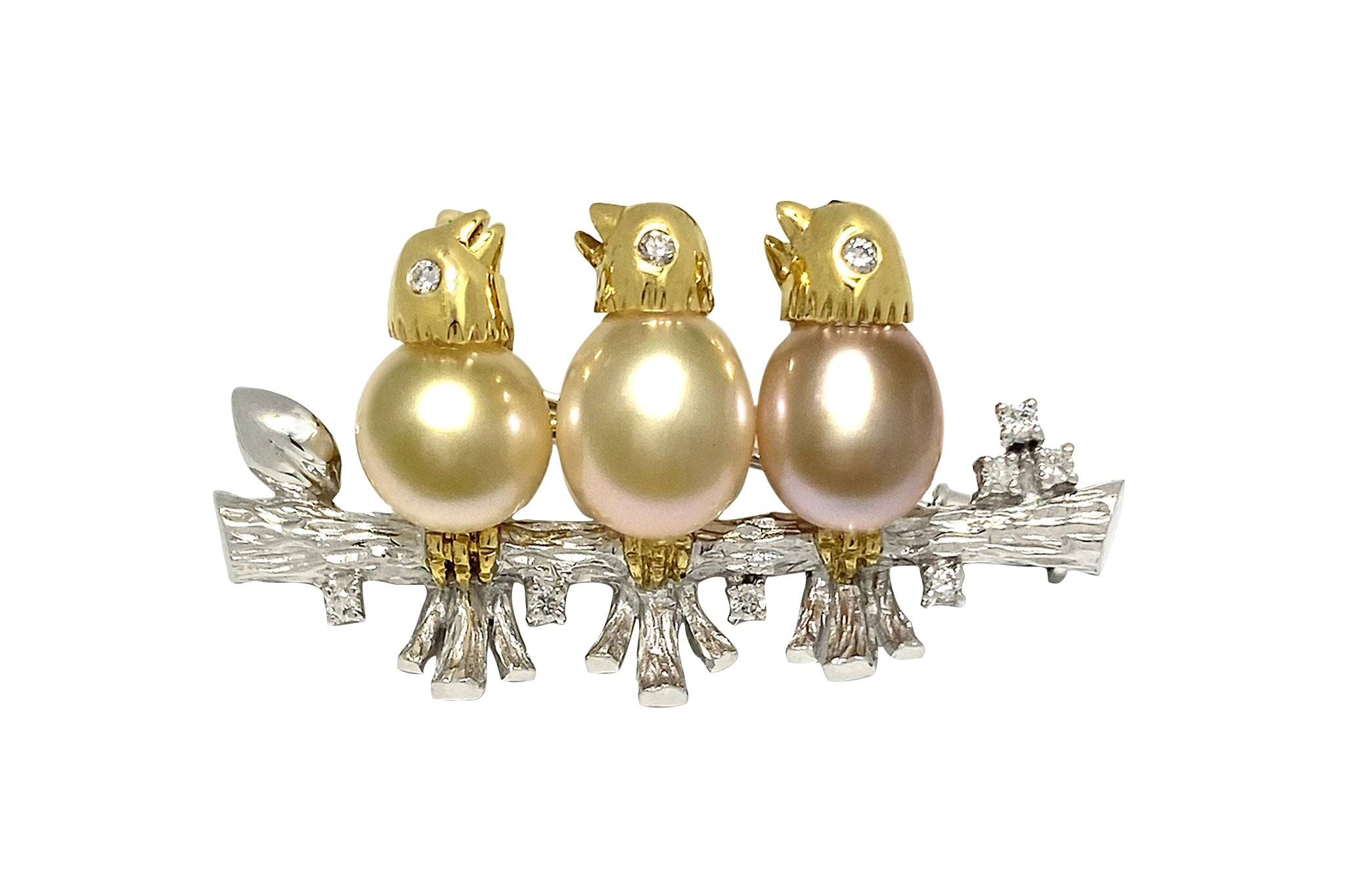 Freshwater pearl K18/Pt900淡水パール ダイヤモンドブローチ兼ペントップ (NO.62340)