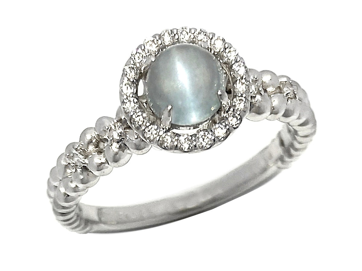 Aquamarine Cat's Eye Pt900アクアマリンキャッツアイ ダイヤモンド