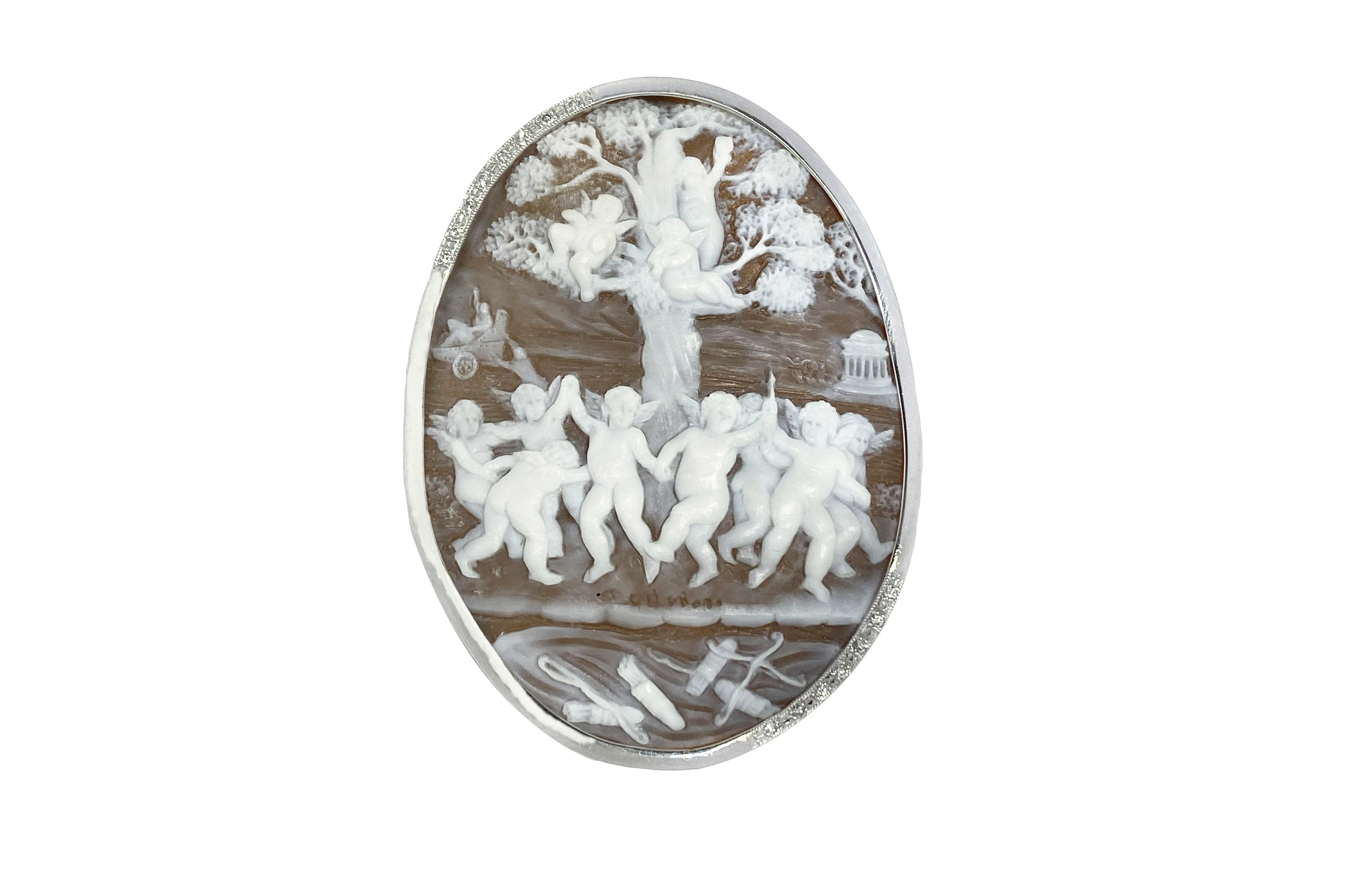 Ottaviano【オッタビアーノ】K18WGシェルカメオ ダイヤモンドペン