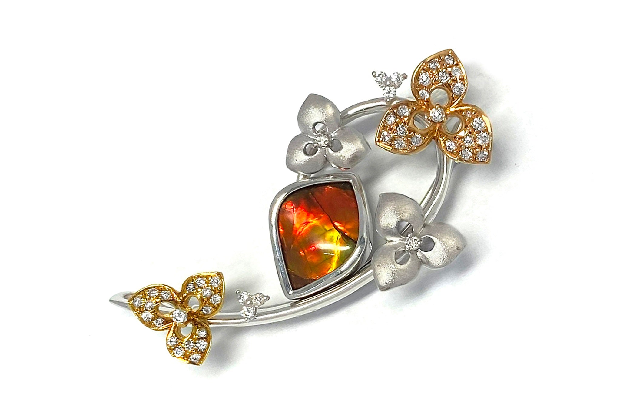 Ammolite K18WG/YG/PGアンモライト ダイヤモンドペントップ兼ブローチ(No.62370)