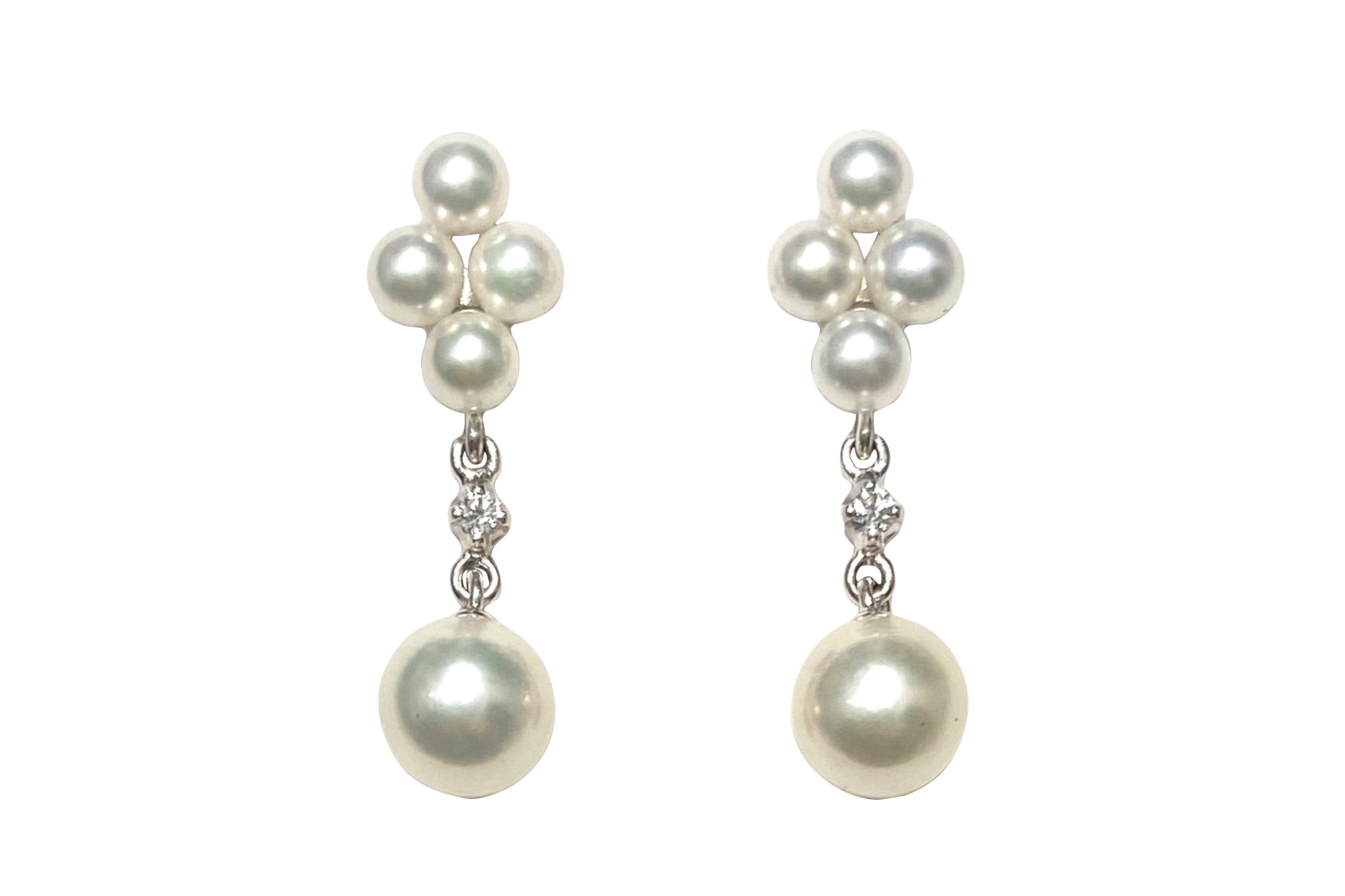MIKIMOTO【ミキモト】 K18WGアコヤパール ダイヤモンドピアス (NO