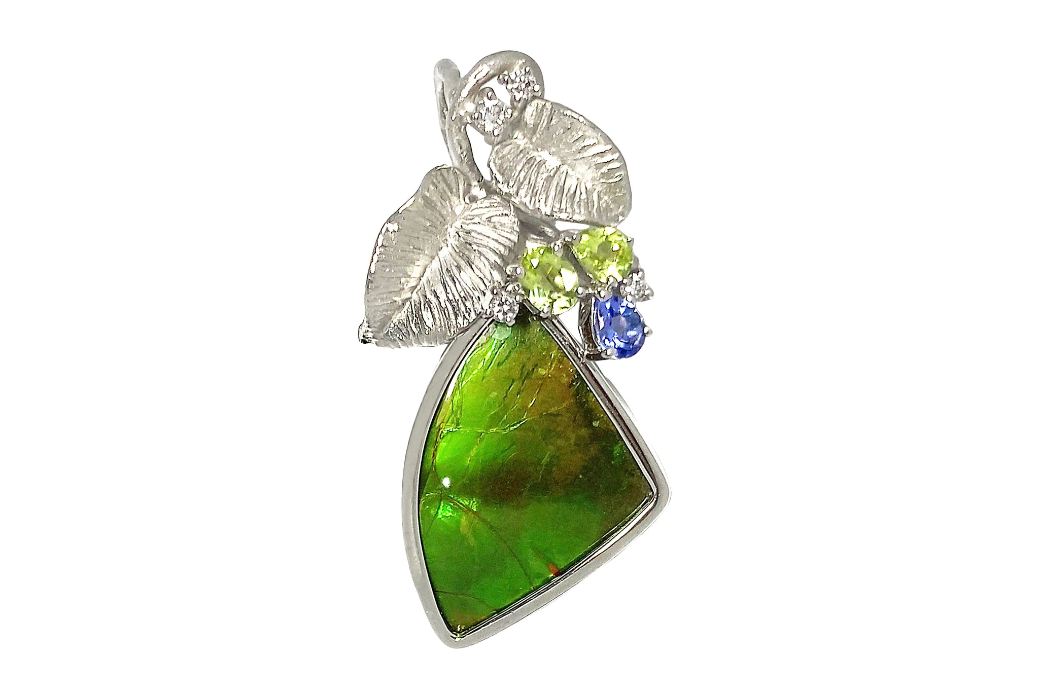 Ammolite K18WGアンモライト ペリドット タンザナイト ダイヤモンド