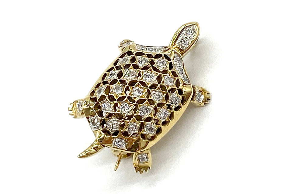 Diamond K14ダイヤモンド ルビーブローチ (NO.49854)
