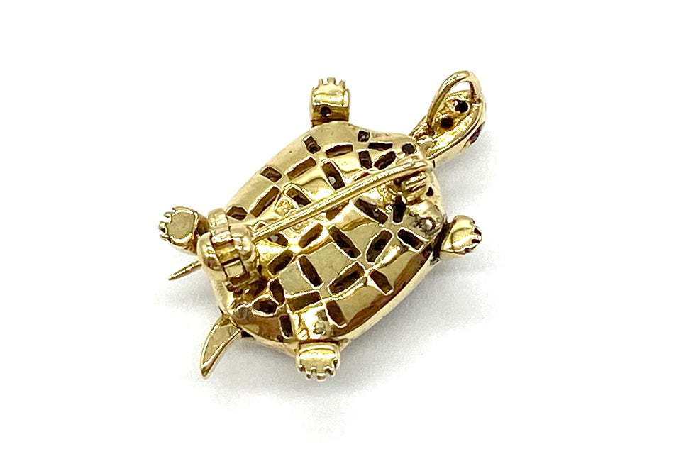 Diamond K14ダイヤモンド ルビーブローチ (NO.49854)