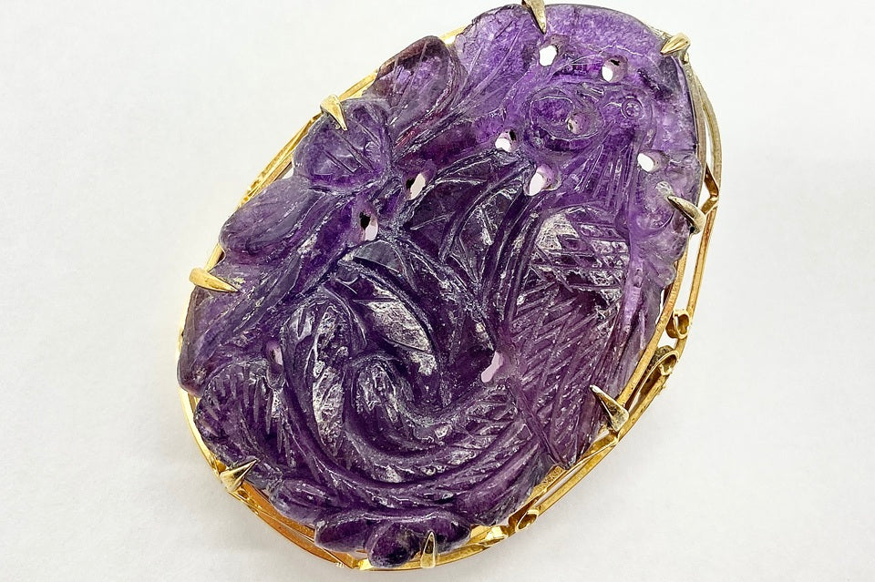 Amethyst K10アメシストブローチ兼ペントップ (NO.128930)