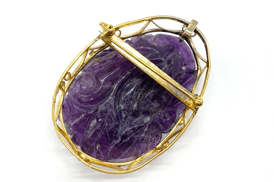 Amethyst K10アメシストブローチ兼ペントップ (NO.128930)