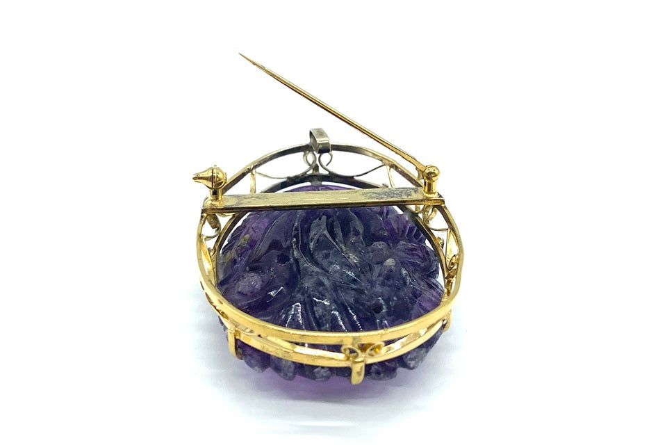 Amethyst K10アメシストブローチ兼ペントップ (NO.128930)