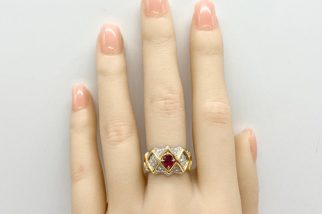 Ruby Pt900/K18ルビー ダイヤモンドリング (NO.305309)