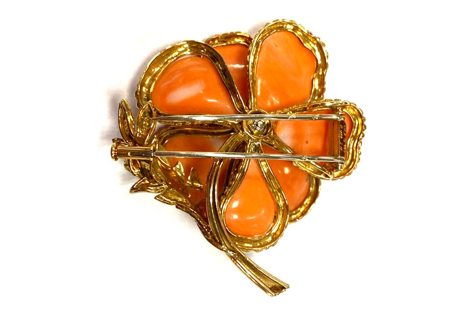 【美品・レア】Van Cleef & Arpels ヴィンテージブローチケース Van Cleef & Arpels【ヴァンクリーフ＆アーペル】K18珊瑚 エメラルド
