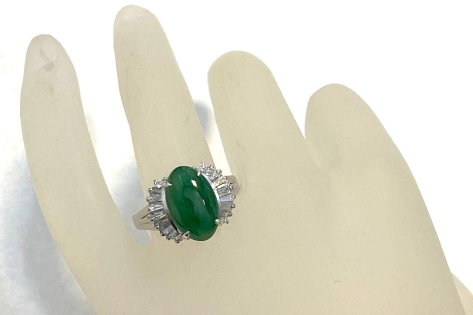★ PT900 翡翠(ヒスイ) ダイヤモンド リング Jadeite Pt900翡翠 ダイヤモンドリング (NO.304688) – JEX宝石