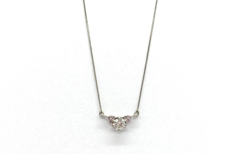 Diamond Pt900/850(NC) カラーレス/ピンクダイヤモンドペンダント (NO.50050)