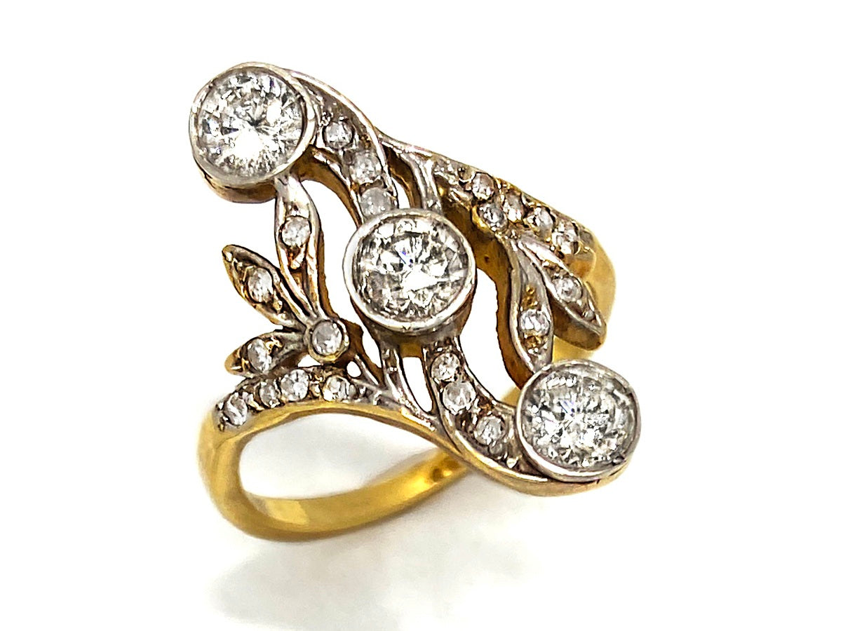 Antique【アンティーク】YG オールドカット ダイヤモンドリング  (No.116145)