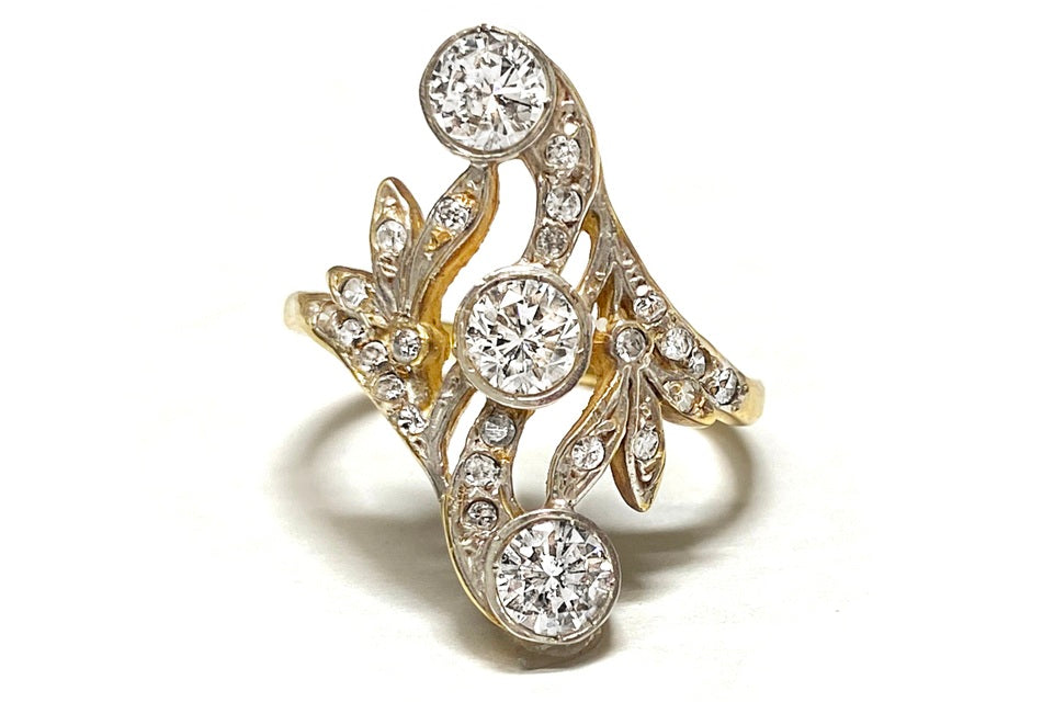 Antique【アンティーク】YG オールドカット ダイヤモンドリング  (No.116145)