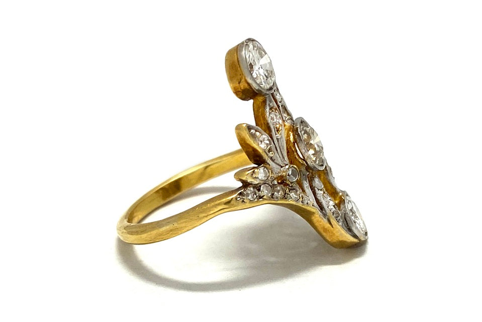 Antique【アンティーク】YG オールドカット ダイヤモンドリング  (No.116145)