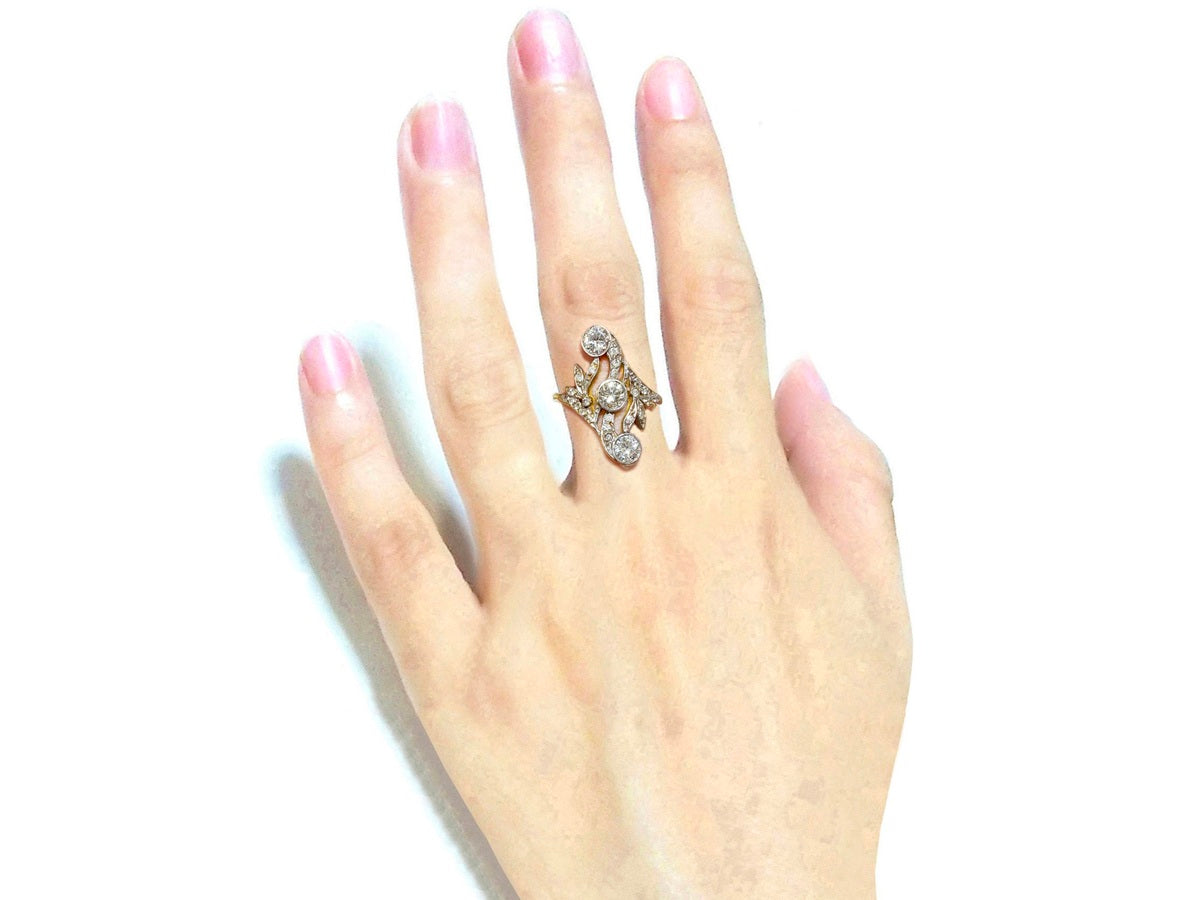 Antique【アンティーク】YG オールドカット ダイヤモンドリング  (No.116145)