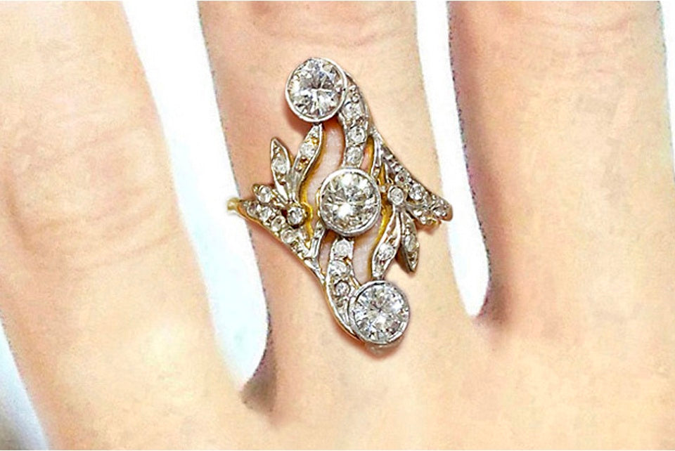 Antique【アンティーク】YG オールドカット ダイヤモンドリング  (No.116145)