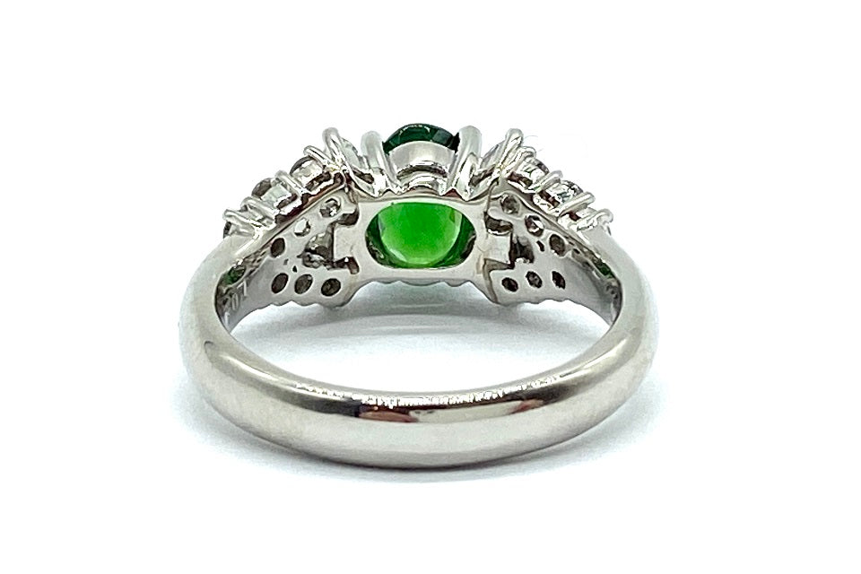 Green Garnet Pt900グリーンガーネット ダイヤモンドリング (NO.128503)