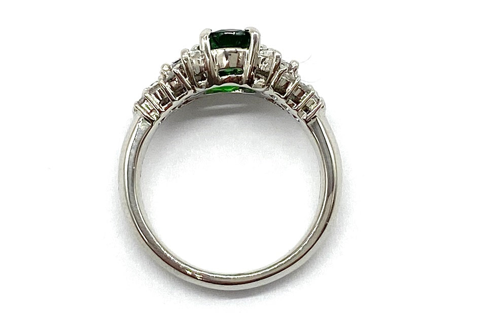Green Garnet Pt900グリーンガーネット ダイヤモンドリング (NO.128503)