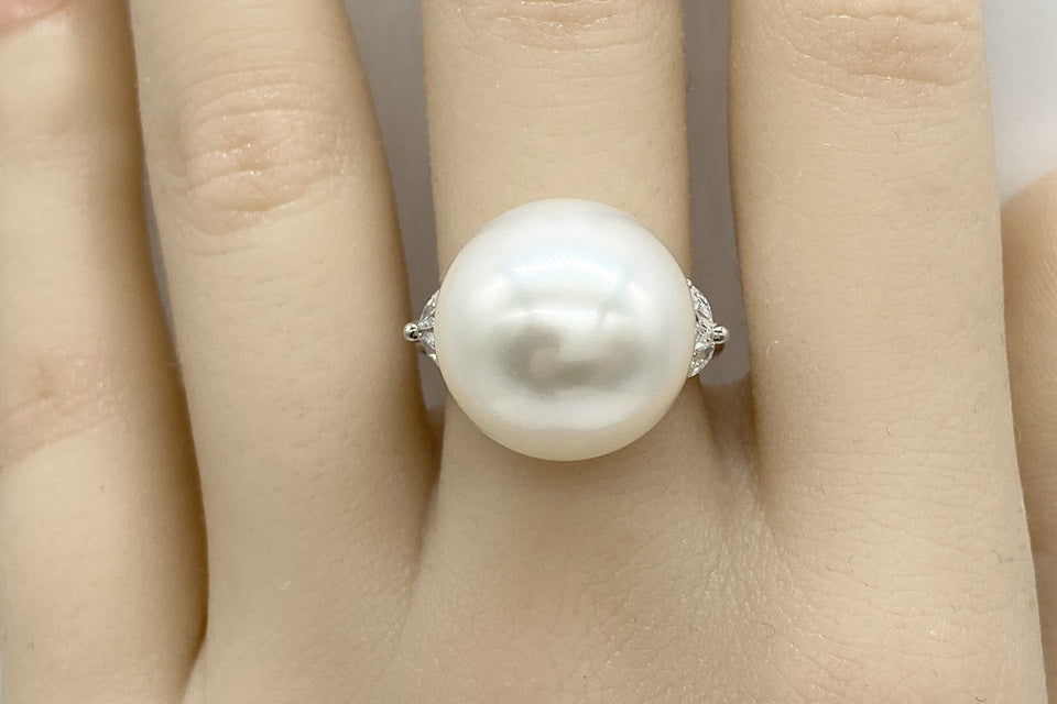 PT900 リング パール ダイヤモンド South Sea Pearl Pt900白蝶パール 