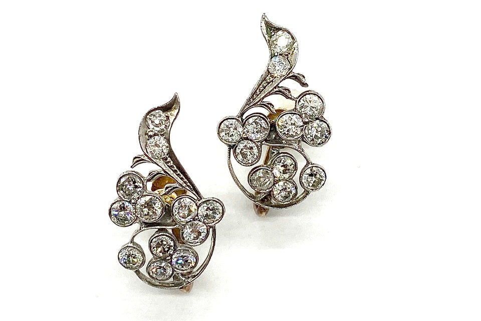 Antique【アンティーク】 SV925/K14(留具 ダイヤモンドイヤリング (No.123494)