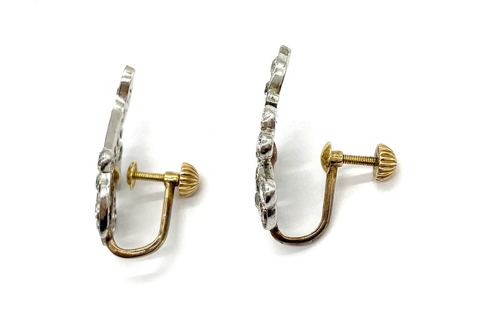 Antique【アンティーク】 SV925/K14(留具 ダイヤモンドイヤリング (No.123494)