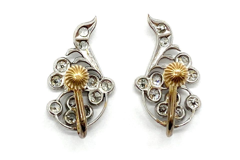 Antique【アンティーク】 SV925/K14(留具 ダイヤモンドイヤリング (No.123494)