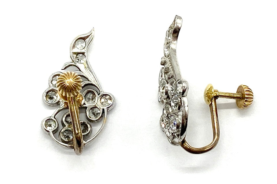 Antique【アンティーク】 SV925/K14(留具 ダイヤモンドイヤリング (No.123494)