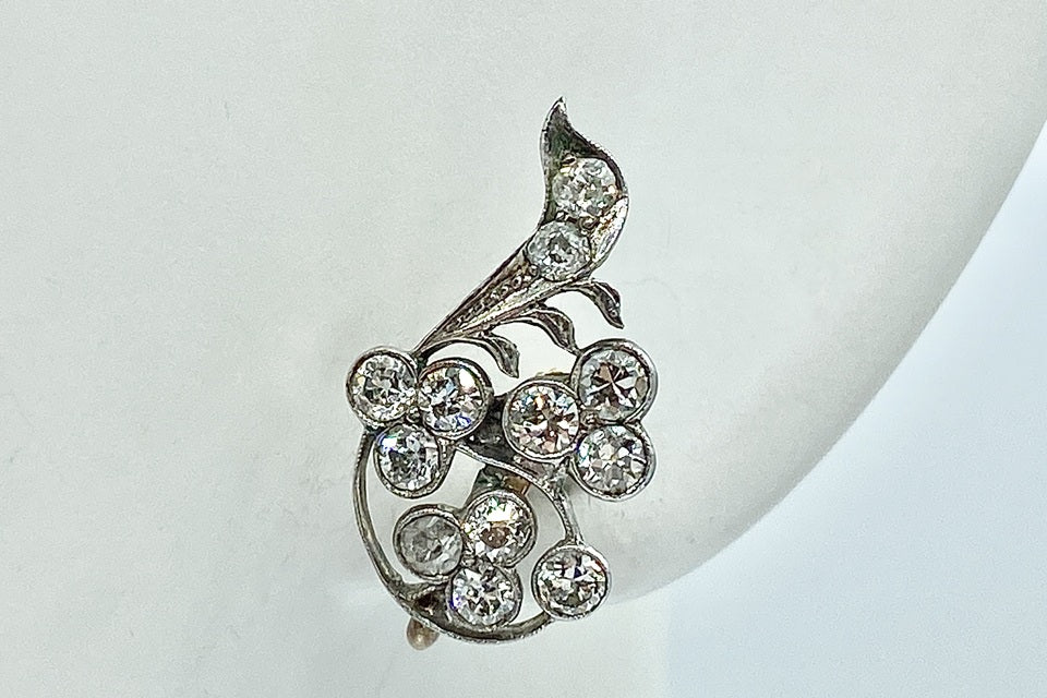 Antique【アンティーク】 SV925/K14(留具 ダイヤモンドイヤリング (No.123494)