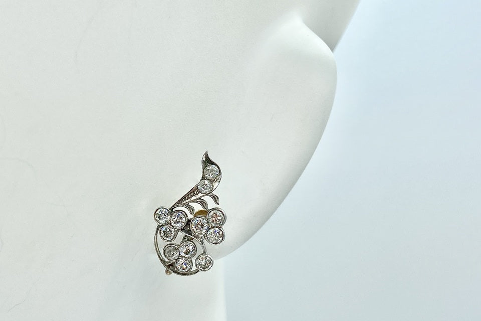 Antique【アンティーク】 SV925/K14(留具 ダイヤモンドイヤリング (No.123494)