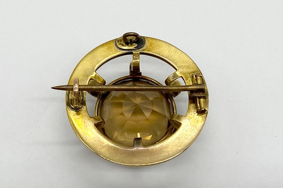 Antique【アンティーク】K10/銅（針）シトリンブローチ (NO.124764)