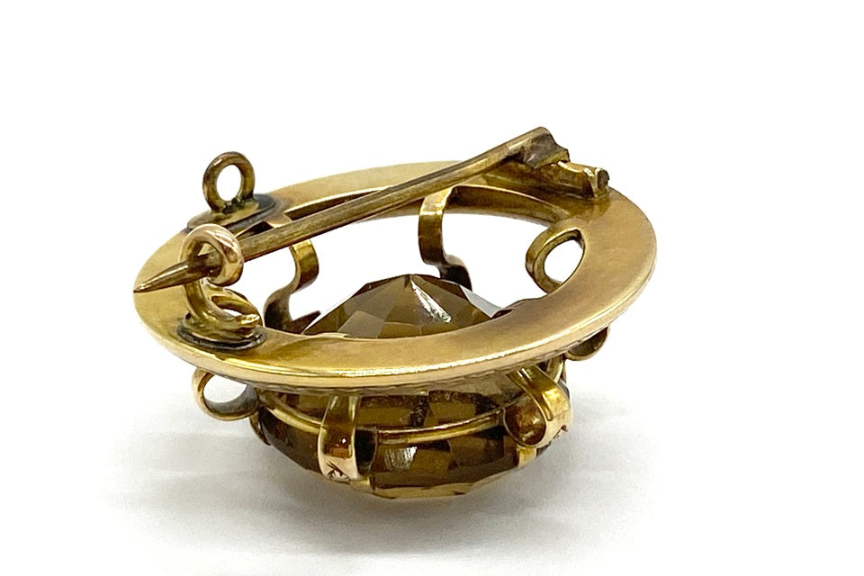 Antique【アンティーク】K10/銅（針）シトリンブローチ (NO.124764)