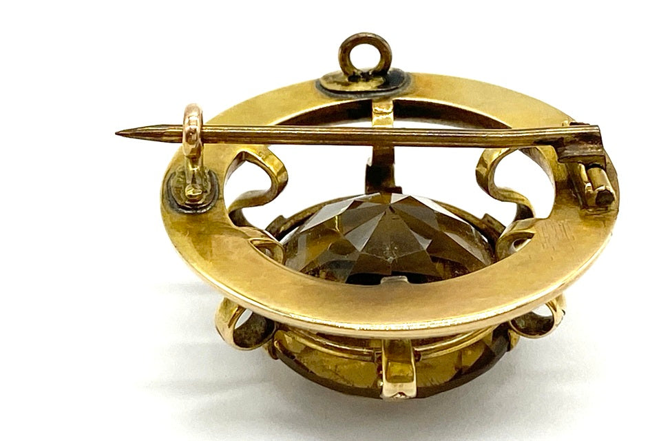 Antique【アンティーク】K10/銅（針）シトリンブローチ (NO.124764)