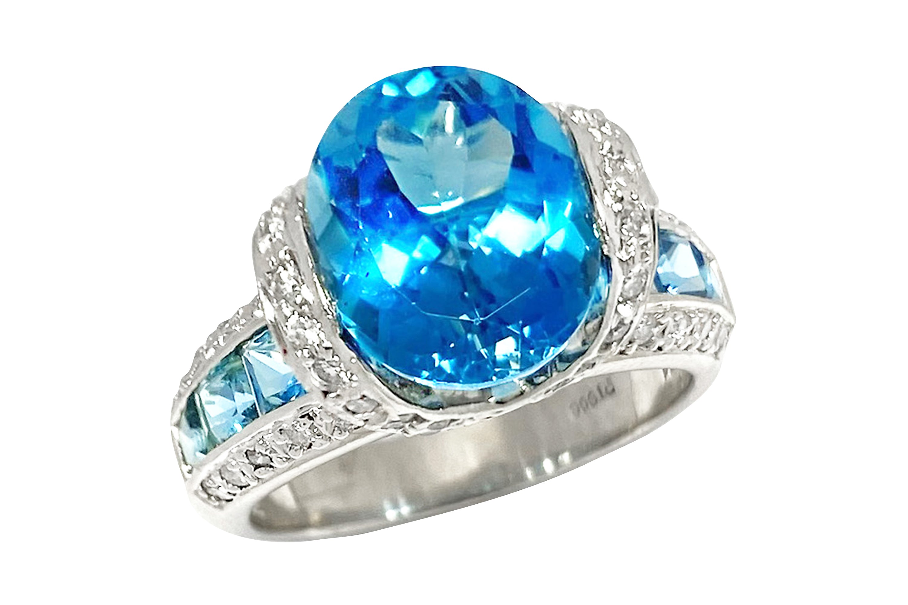美品☆Pt900☆濃厚ブルー☆ロンドンブルートパーズ3.50ct +0.05 Blue Topaz Pt900ブルートパーズ ダイヤモンドリング (NO.126359
